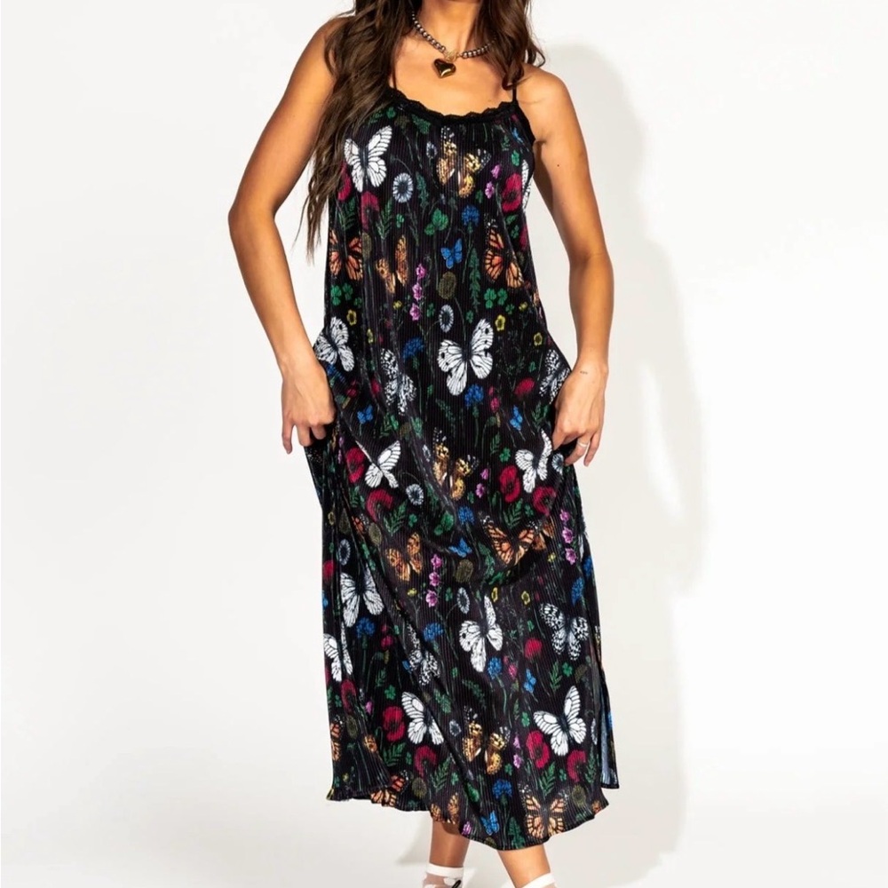 DRESSED IN LALA: Money Honey Plisse Slip Dress Folklore Florals